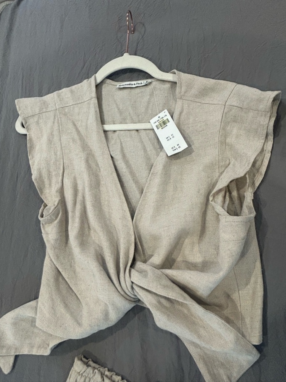 Abercrombie & Fitch Beige Tie-Front Wide Leg Pant Set (SP & Med) - Picture 2 of 3